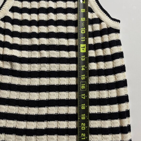 DKNY Jeans Petite Womens Medium Ribbed Sweater Tank Top Black/Cream Cotton KnitK - Picture 6 of 9